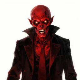zombie dr evil, in the style of beksinski, red, black, glowing, vibrant, chiaroscuro, high detail, perfect artwork, clean lines