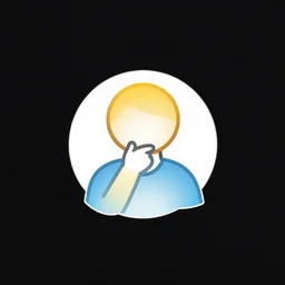 a simplistic logo of someone thinking, logo, simple, colorful,