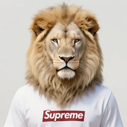 a beautfiul aesthetic commission portrait of a anthro albino lion wearing a supreme t-shirt,attractive beautiful face,detailes face,natural lighting,fantasy art,deviantart,artstation,character design by charles bowater,ross tran,4k,photorealistic