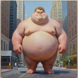 an oil painting of big chungus in the middle of new york; an extraordinary masterpiece!!!