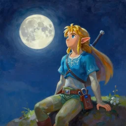 zelda majora's mask moon in the sky, oil painting, beautiful, disney, pixar, artgerm