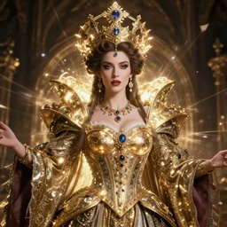 portrait of a powerful queen in the style of anna dittmann and in the style of michael whelan. glowing, ornate and intricate, stunning, dynamic lighting, intricate and detailed.