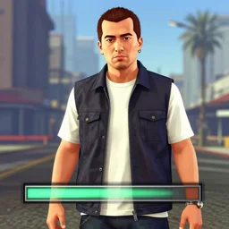 an anime character in the style of gta v loading screen