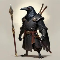 anthropomorphic fighter monk crow, dungeons and dragons, portrait