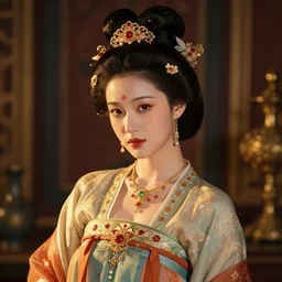 portrait photo of young and pretty princess foundation makeup, song dynasty, authentic kingdom environment by caravaggio