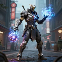 Destiny 2 warlock harnessing void energy, we can see them from feet to head, highly detailed and intricate, tokyo village background, unreal engine 5 render, nova bomb
