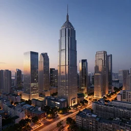 highly detailed octane render of a metropolis at twilight
