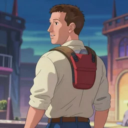 mark Zuckerberg in back to the future anime ray traced