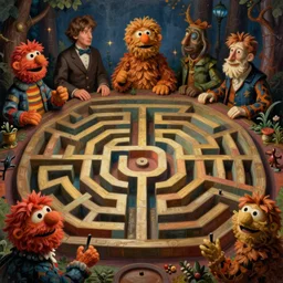 jim henson's labyrinth maze by edgar maxence and caravaggio and michael whelan and delacroix style, artistic, intricate painting, cinematic lighting, hyper realistic, extremely detailed, establishing shot, 8 k resolution, dramatic lighting