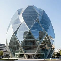 headquarters of the illuminati, streamline moderne, googie architecture, organic form glass hexagons, buckminster fuller, santiago calatrava