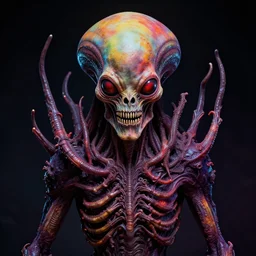 portrait of a lovecraftian eldritch horror, centered, h. r. giger, highly detailed, high definition, 8 k, trending on artstation, vibrant colors, dark background w 1 0 8 0 h 1 9 2 0