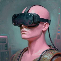 hyperrealistic liminal spaces, David Friedrich, award winning masterpiece with incredible details, Zhang Kechun, a surreal vaporwave vaporwave vaporwave vaporwave vaporwave painting by Thomas Cole of an old pink mannequin head wearing VR goggles with cables and wires coming out of it's neck, highly detailed