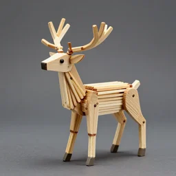 detailed reindeer made from match sticks like lowpoly wooden machine, by theo jansen