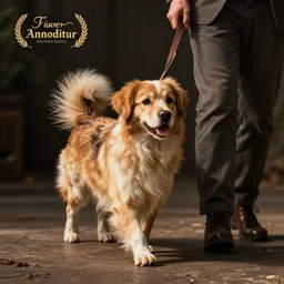 a dog walking a human