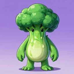 a humanoid goblin broccoli monster, symmetrical, digital art, sharp focus, trending on art station, anime