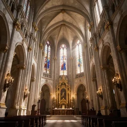 3 d game cg, interior of a baroque church, tall vaulted ceilings and grand architecture, the sun shines through the stained glass. unreal engine, 4 k, game cg, artstation trending, unreal engine, hyperdetailed, 4 k