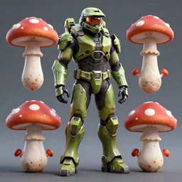 mushroom man armor set for master chief, halo infinite, character design, octane render, cinema 4 d, award winning, beautiful aesthetic design, unreal engine 5, ultra detailed