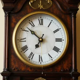 an ornate grandfather clock, out of the clock's face time is pouring out