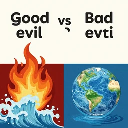 good vs evil, bad vs good, hell vs earth, fire vs water, oposide forces