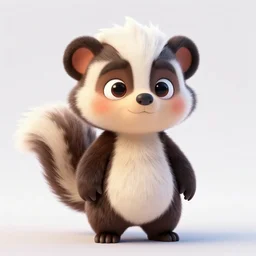 portrait character design a young cute fluffy skunk character, style of maple story and zootopia, 3 d animation demo reel, portrait studio lighting by jessica rossier and brian froud and gaston bussiere
