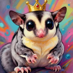 beautiful anime painting of fat sugar glider princess, by gaston bussiere, j. c. leyendecker, craig mullins. trending on artstation, 8 k, masterpiece, graffiti paint, fine detail, full of color, intricate detail, golden ratio illustration, face enhance, sugar glider