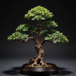 bonzai tree in a dark room, close up, studio lighting, 3 3 mm