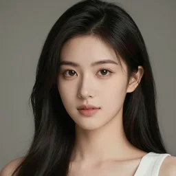 photo realistic of a beautiful young female with black hair