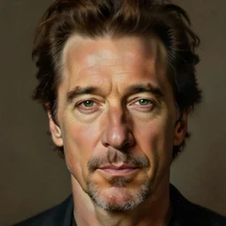 portrait of christopher walken with a pierced eyebrow and goatee, high quality painting by artgerm and greg rutkowski and alphonse mucha