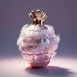 cotton Candy grenade, centered, product shot, airy, iridescent lighting, gradient background
