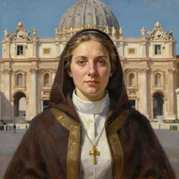 portrait of an vatican citizen woman ( 3 5 ) from the vatican in 2 0 2 1, an oil painting by ross tran and thomas kincade