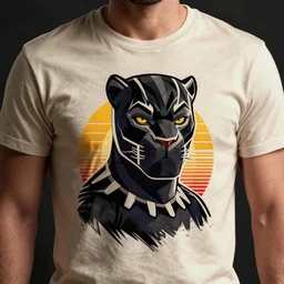 a t shirt design of portrait shot of a retro vintage black panther marvel comics vector svg