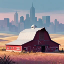 a beautiful, sharp focus, and immaculate barn on the palouse. vaporwave ombre rendering. outrun style. trending on artstation. recommended for you behance. by chris moore. beeple colors. ambient occlusion. digital matte painting. metropolis filmic. gotham city. overcast.