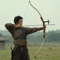 film still from Ichirei Shite Kiss(2017) archery scene by Emmanuel Lubezki