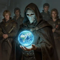the creator of worlds wearing a cloak and holding a holographic planet projection in his hand, face covered in cloth, detailed, sci - fi, digital painting, artstation, sharp focus, illustration, ominous, artgerm, tomasz alen kopera, peter mohrbacher, donato giancola, joseph christian leyendecker, wlop, frank frazetta
