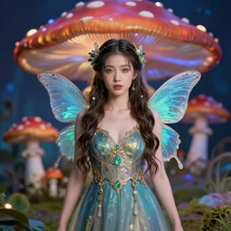 fairy with psychedelic mushroom background
