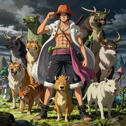 random animals, eiichiro oda style, baroque