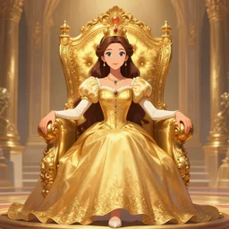 a princess on a golden throne, digital art