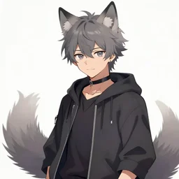 portrait of an anime guy with wolf ears and tail, trending on pixiv, by kawacy