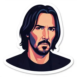individual john wick portrait retro futurist illustration art by butcher billy, sticker, colorful, illustration, highly detailed, simple, smooth and clean vector curves, no jagged lines, vector art, smooth andy warhol style