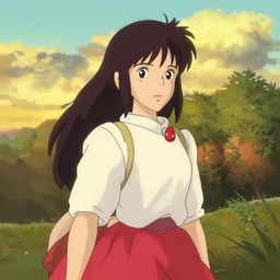 anime key frame art of princess mononoke landscape, golden hour, studio ghibli, princess mononoke (1997)