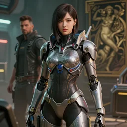 medium shot, beautiful digital painting of lalisa in mech suit with high detail, ( cyberpunk 2 0 7 7, mass effect, bladerunner 2 0 4 9 ), environment, 8 k, stunning detail, photo by artgerm, greg rutkowski and alphonse mucha, unreal engine 5, 4 k uhd