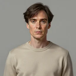 portrait of a man by Greg Rutkowski, who looks like a mixture between Cillian Murphy and Sebastian Stan wearing beige sweater, scifi, highly detailed portrait, digital painting, artstation, concept art, smooth, sharp foccus ilustration, Artstation HQ.