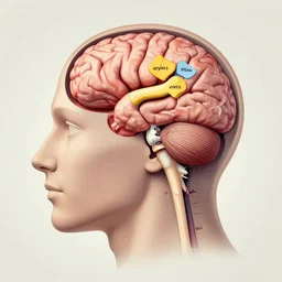 a cutaway diagram of the human head showing the thoughts inside of the brain of an artist