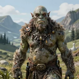portrait of an orc zombie in a scenic environment by jesper ejsing and eddie mendoza