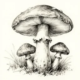 beautiful ink sketch, a close - up muchroom, by ilya kuvshinov, wlop, krenz kushart, boris vallejo, ayami kojima and ayami kojima