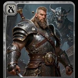 human hero, bearded gigachad in armour, d & d barbarian, nordic warrior, dark souls boss, powerful male character from warcraft, character portrait, trading card game art, perfectly shaded, extremely detailed, matte, artstation, volumetric lighting, 8 k, game cover art, sharp focus, anatomically correct!!, dark fantasy, by frank frazetta and artgerm