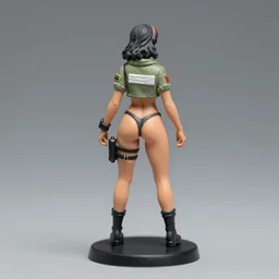 Product Introduction Photos, 4K, Full body, 80mm resin detailed miniature of a spy woman, thick thighs