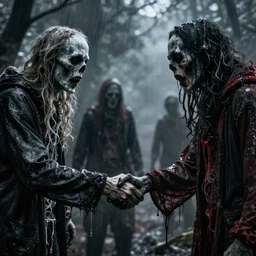 ghastly unnerving men shaking hands