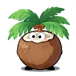 from the coco palm family,, silly, coconut, cartoon,