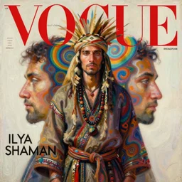 shaman, vogue magazine, elle magazine, instagram fashion, ilya kuvshinov, john singer sargent, trending on artstation, oil painting, psychedelic, double exposure, intricate